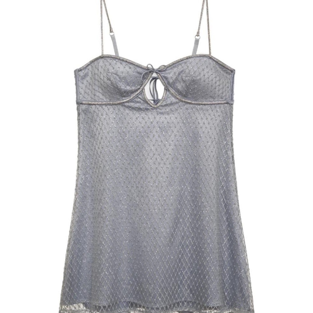 For Love And Lemons Glitter Slip Dress - Silver - Size Small